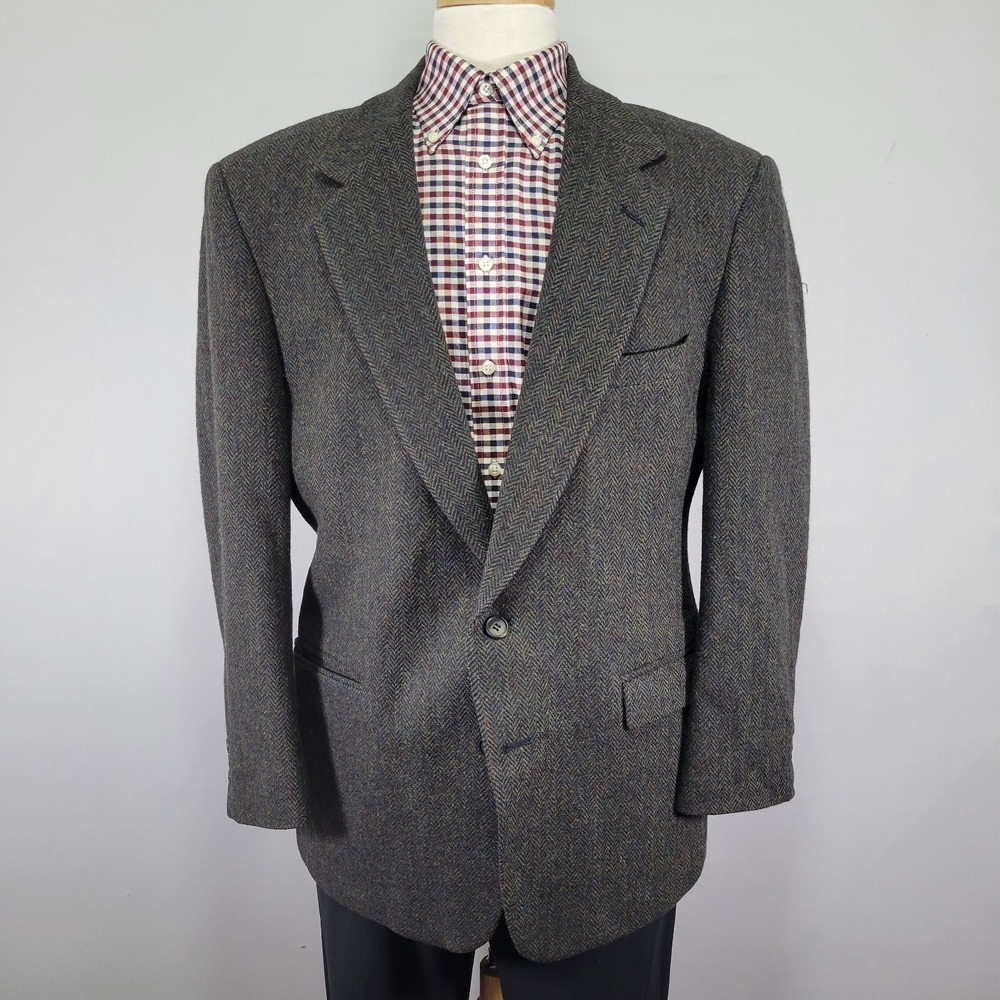 Marshall Fields Men's Tweeds Sport Coat Blazer‎ Two Button Herringbone Wool 44R